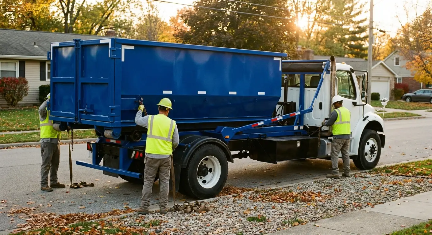 Roll-off dumpster delivery truck in Longmeadow, MA