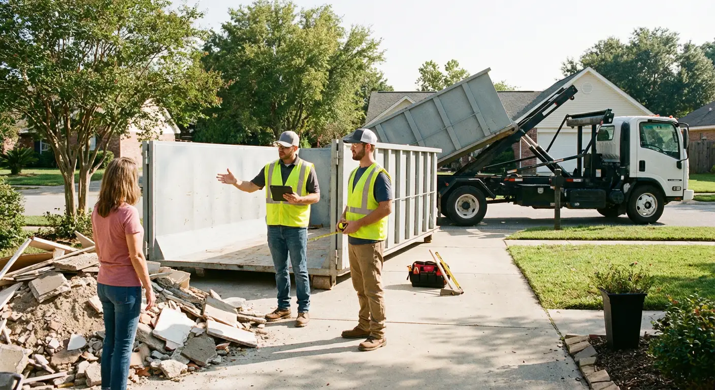 Pioneer Valley Roll-Off dumpster delivery truck in Longmeadow, MA