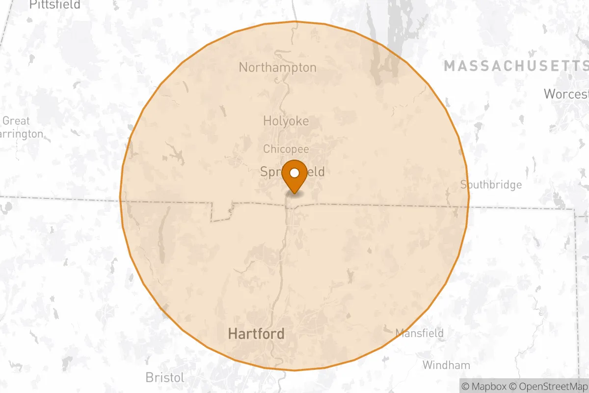 service area service area map in Longmeadow, MA